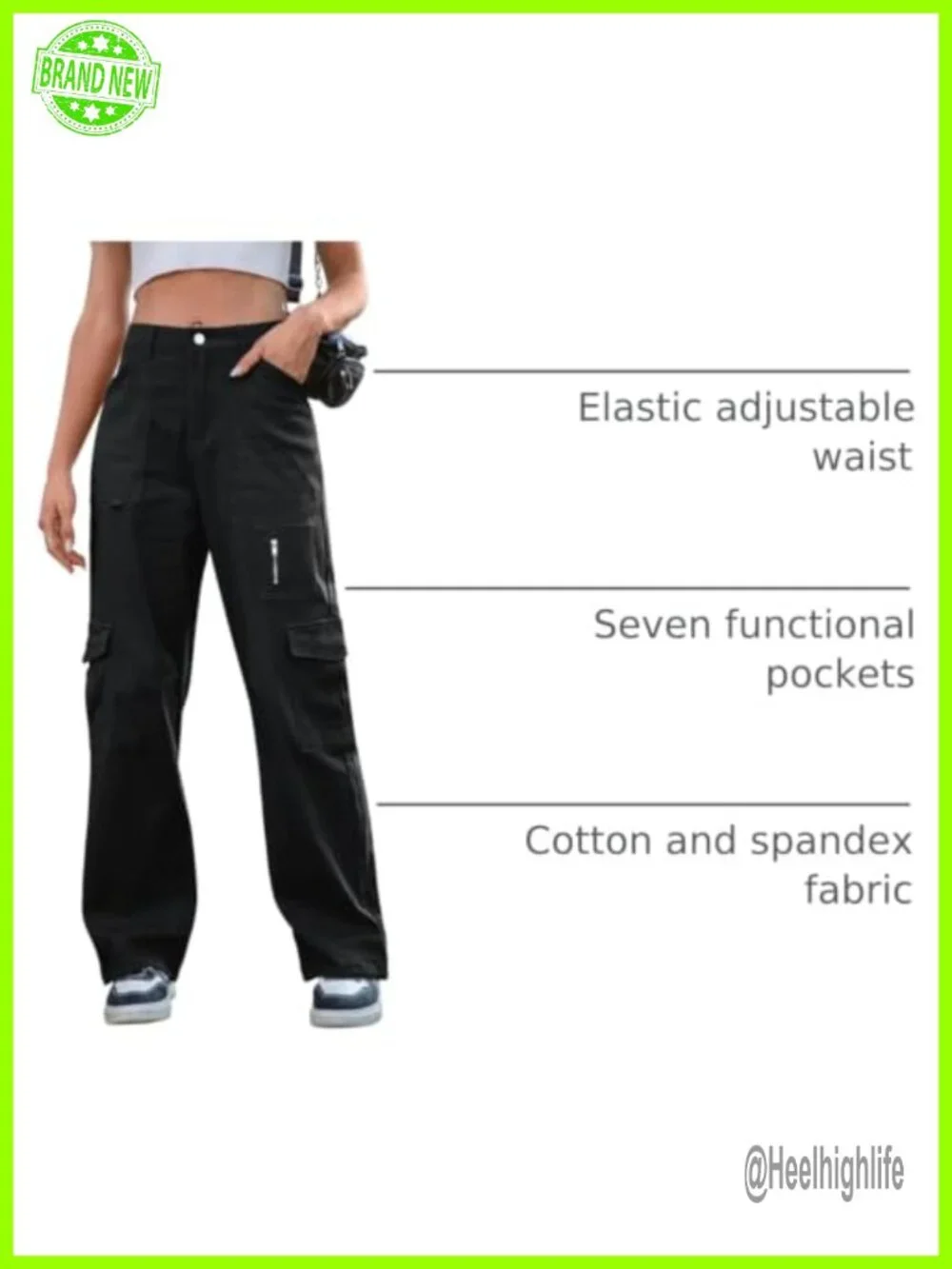 Women's High Waist Wide Leg Cargo Pants with 7 Pockets Stretchy Baggy Y2K